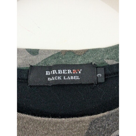 Burberry Black Label Long Sleeve Camo Black T-Shirt Size 3 Authentic Men's - Picture 2 of 9